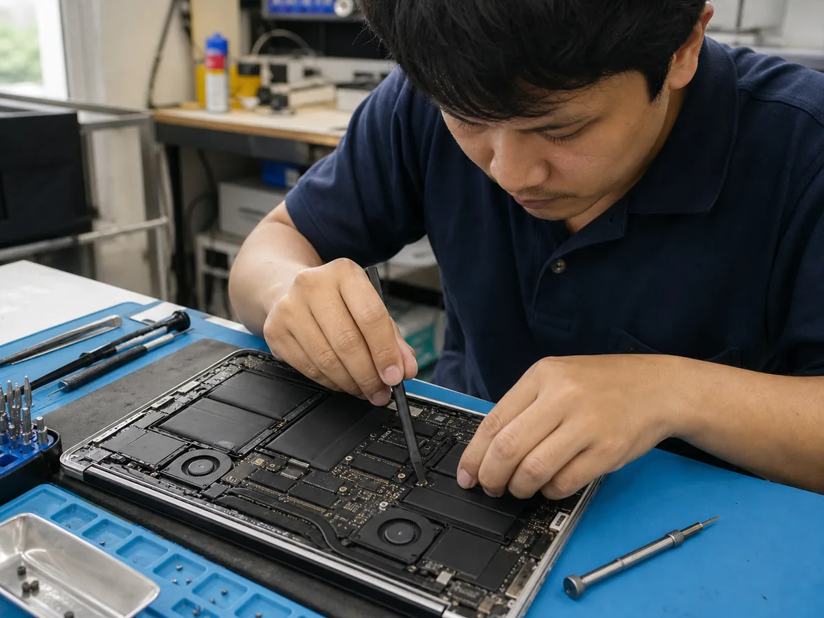 ภาพจำลองงานตรวจซ่อม MacBook สำหรับบริการใหญ่ไอทีเซอร์วิส ตำบลท่าขุนราม กำแพงเพชร